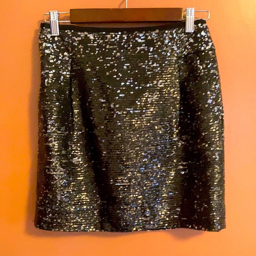 COPY - J crew , size 0, silver/black sequin mini skirt.